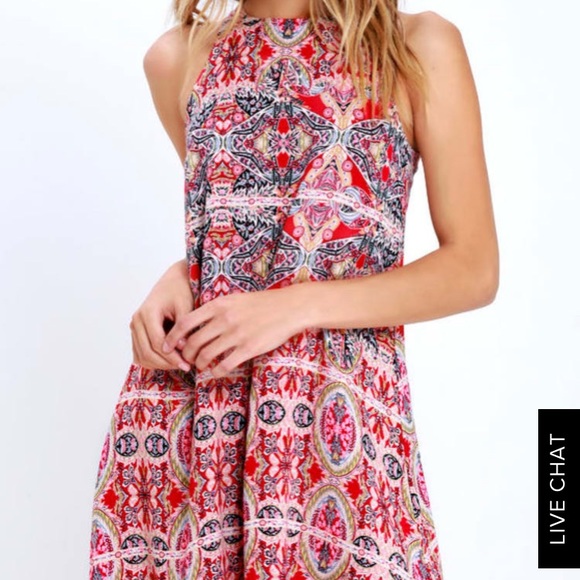 DESIGN MAJOR RED PRINT SWING DRESS - Picture 2 of 7